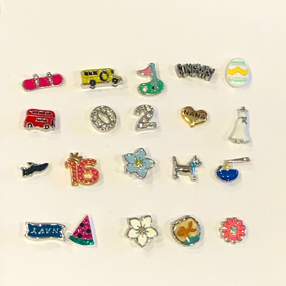 Origami owl charm lot with blue forget me not